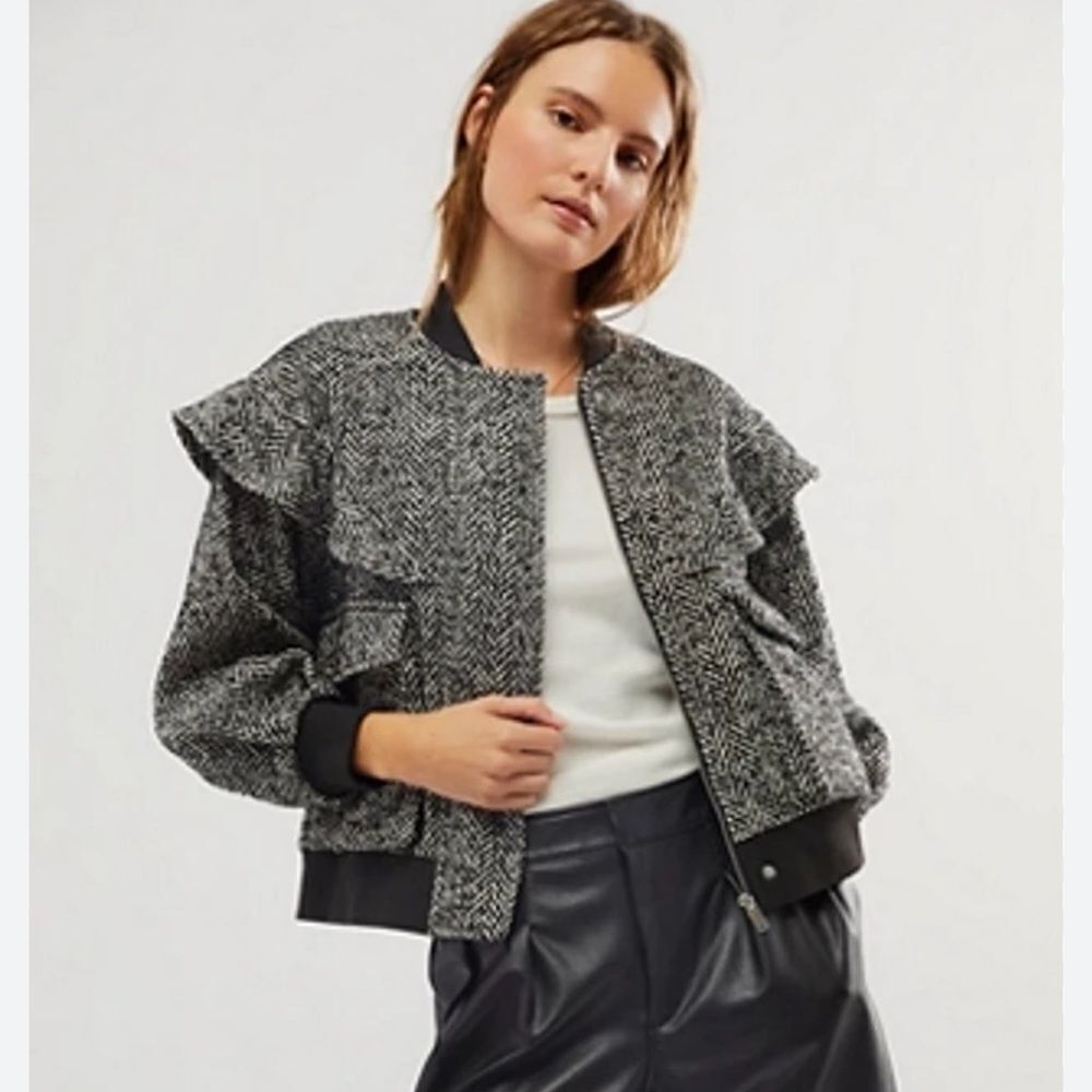 NWT DRIFTWOOD/Free People 
Houndstooth Bomber Jacket - Multicolor